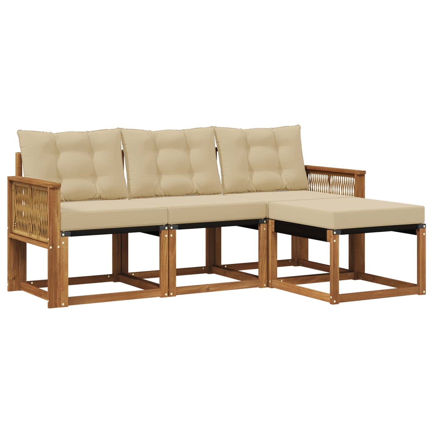 Set di divani da esterno con cuscino 4 pcs Naturale e Beige | homemem39