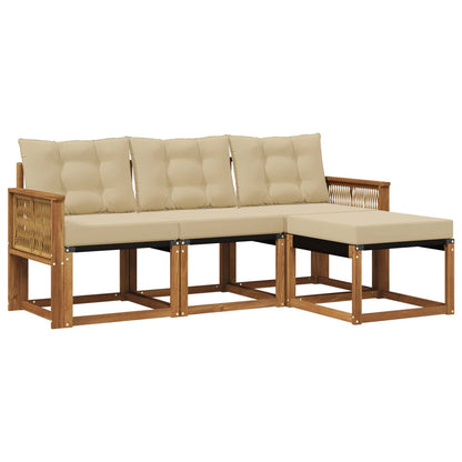 Set di divani da esterno con cuscino 4 pcs Naturale e Beige | homemem39