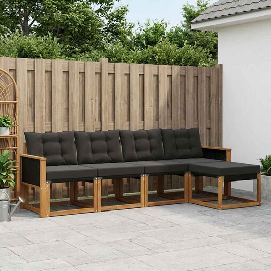 Set di divani da esterno con cuscino 5 pcs Naturale e Nero | homemem39