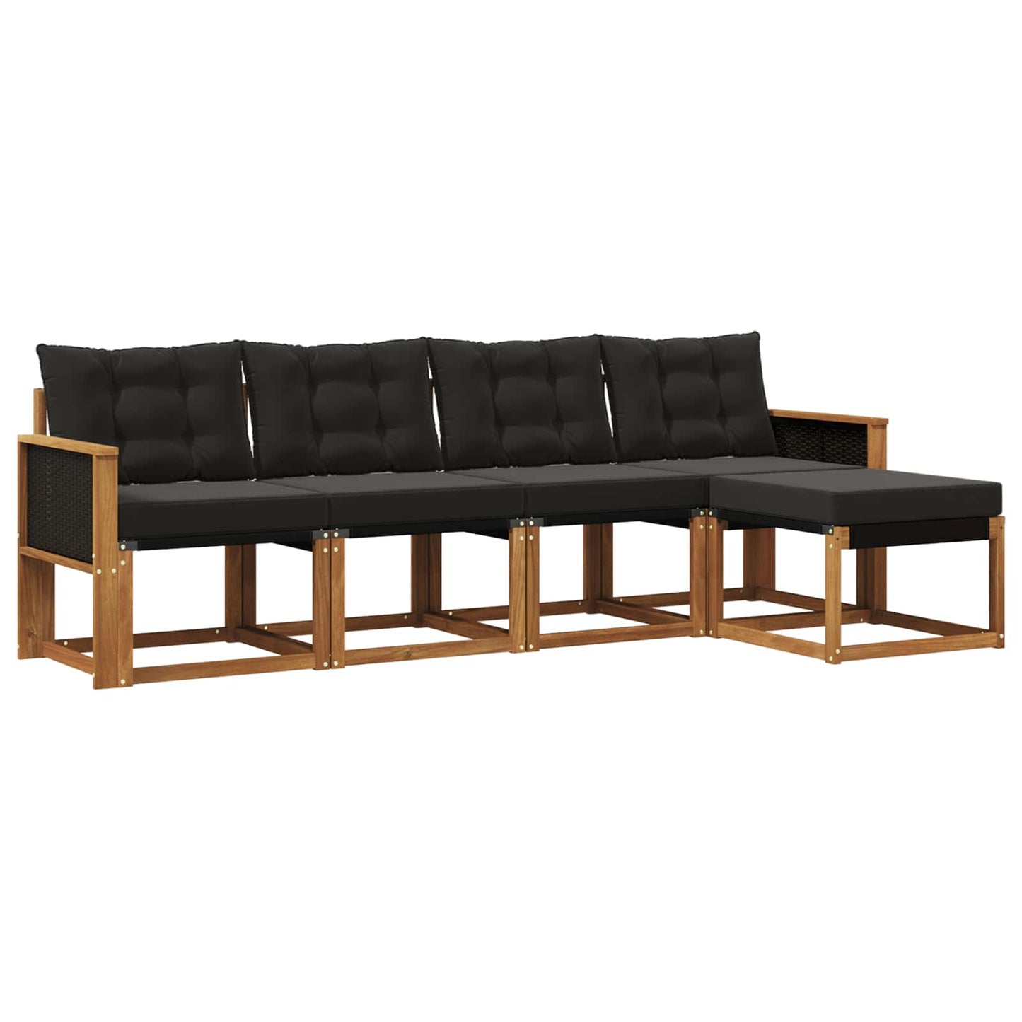 Set di divani da esterno con cuscino 5 pcs Naturale e Nero | homemem39