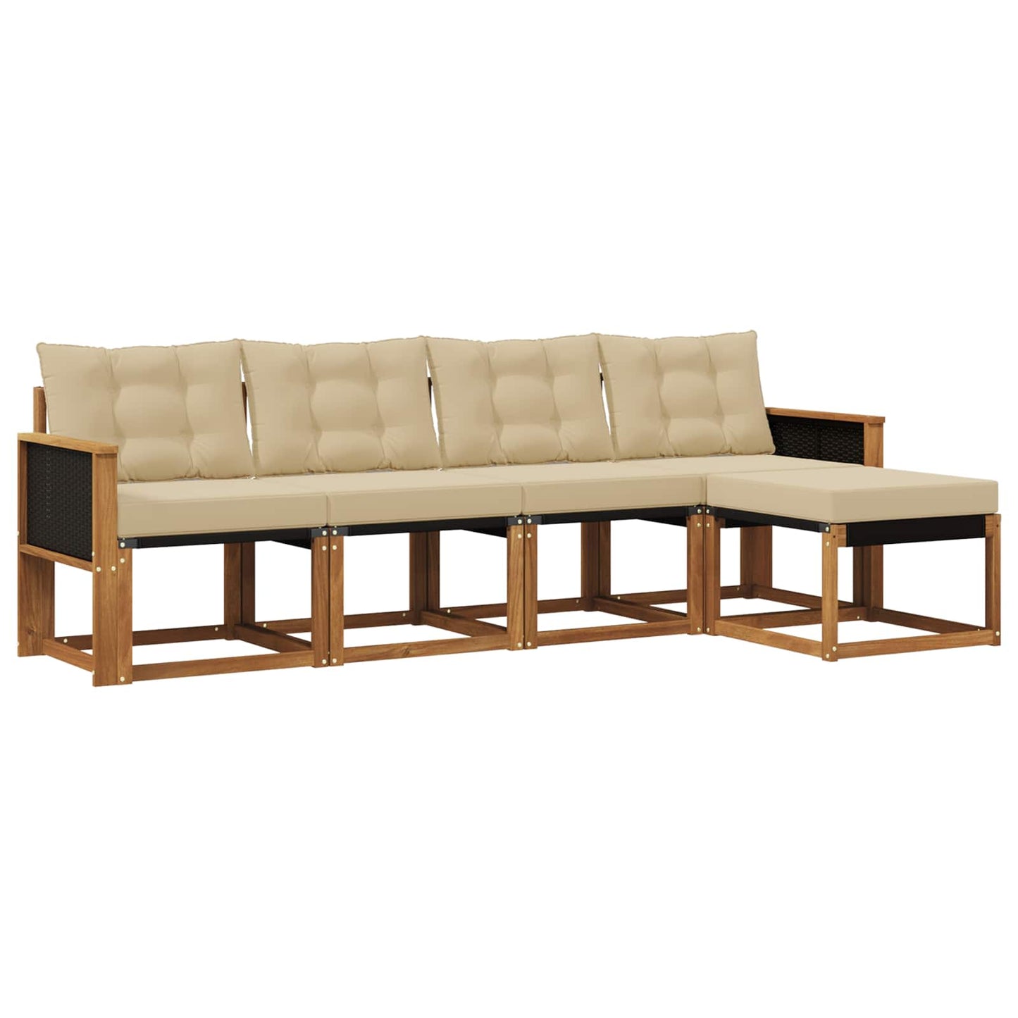 Set di divani da esterno con cuscino 5 pcs Naturale e Beige | homemem39