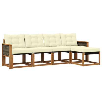 Set di divani da esterno con cuscino 5 pcs Naturale e Crema | homemem39