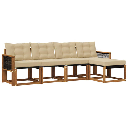 Set di divani da esterno con cuscino 5 pcs Naturale e Beige | homemem39
