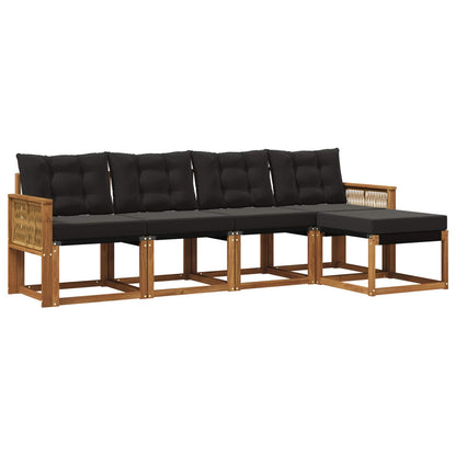 Set di divani da esterno con cuscino 5 pcs Naturale e Nero | homemem39