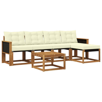 Set di divani da esterno con cuscino 6 pcs Naturale e Crema
