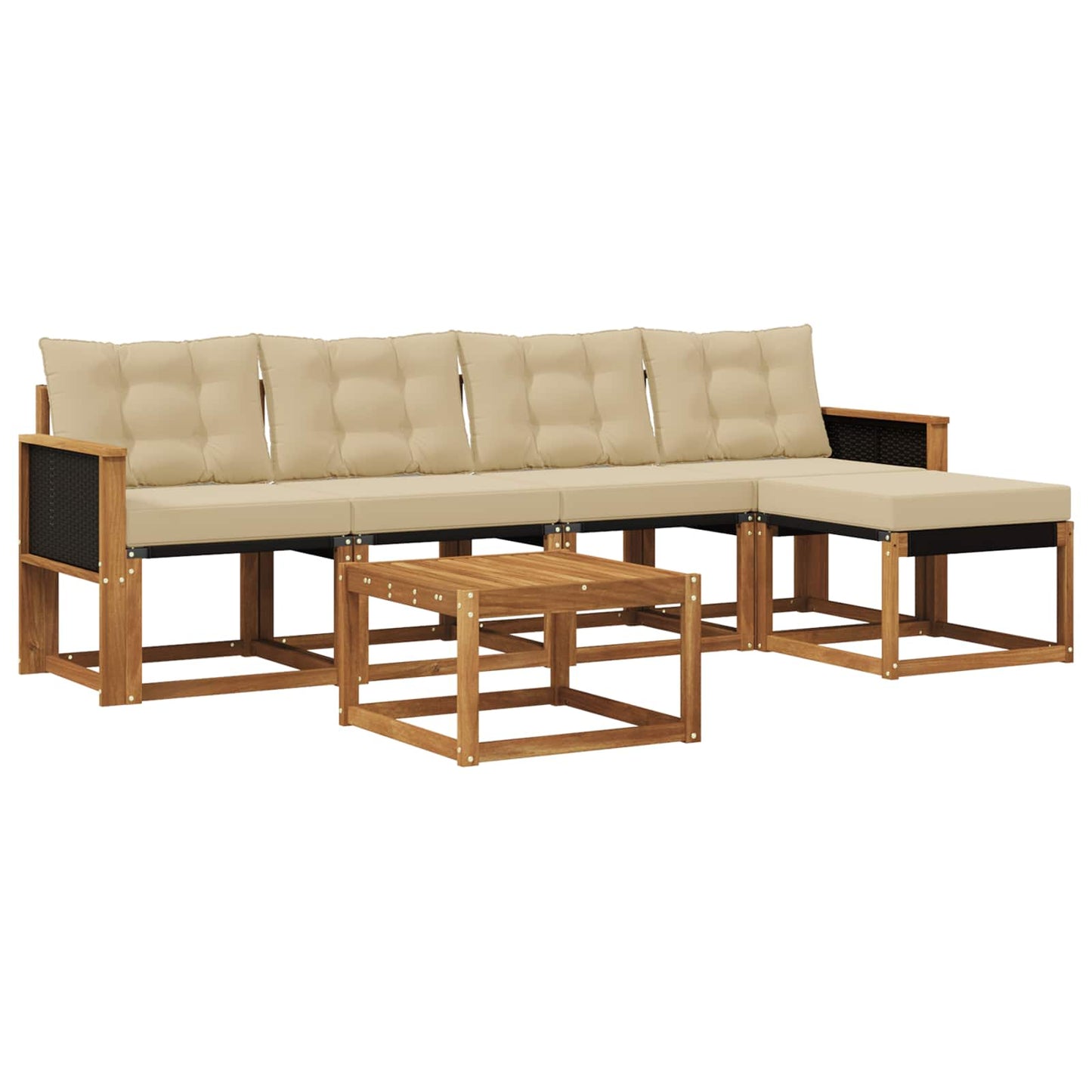 Set di divani da esterno con cuscino 6 pcs Naturale e Beige | homemem39