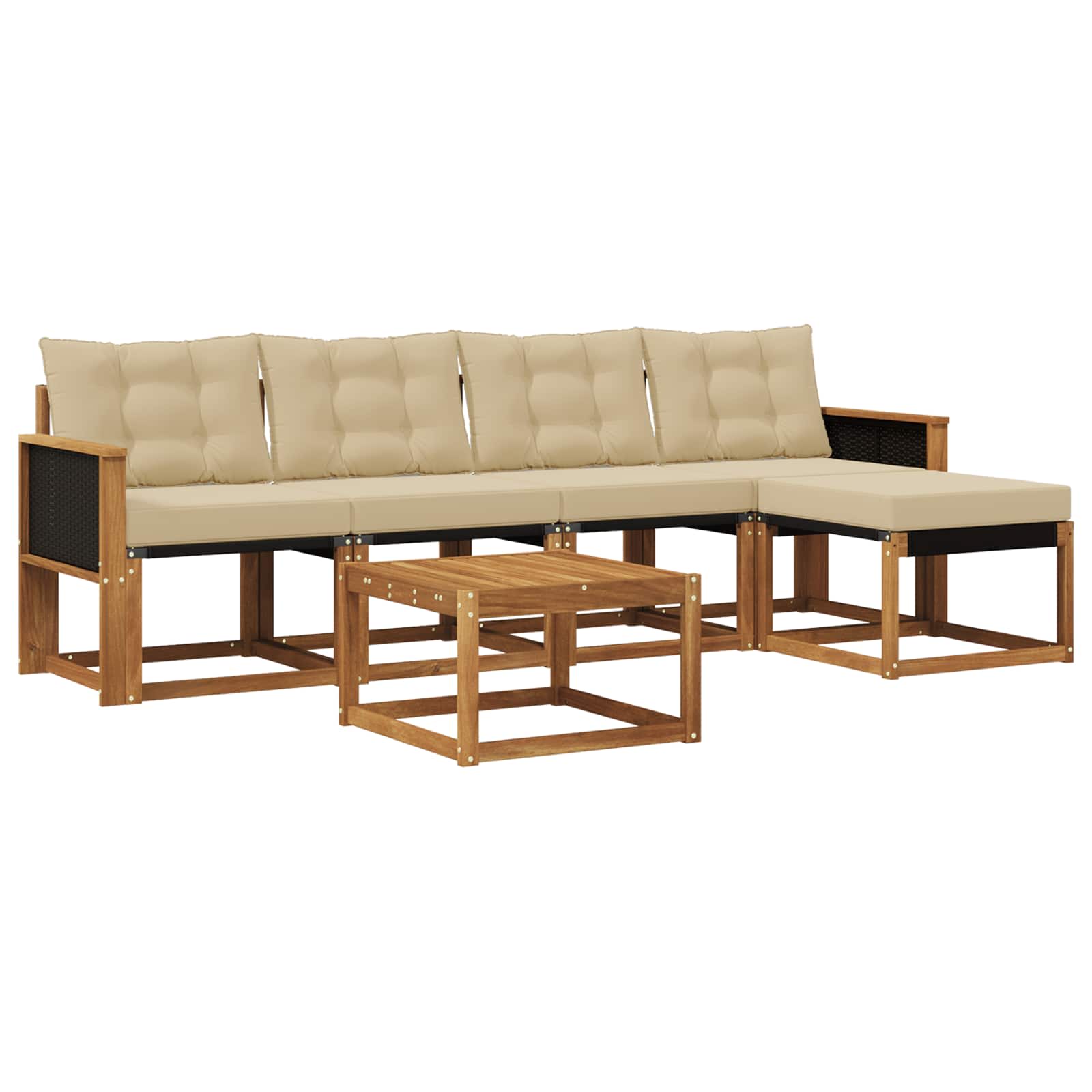Set di divani da esterno con cuscino 6 pcs Naturale e Beige | homemem39