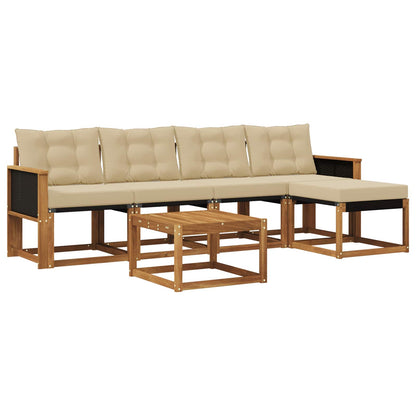 Set di divani da esterno con cuscino 6 pcs Naturale e Beige | homemem39