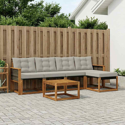Set di divani da esterno 6 pcs Naturale e Grigio Chiaro | homemem39