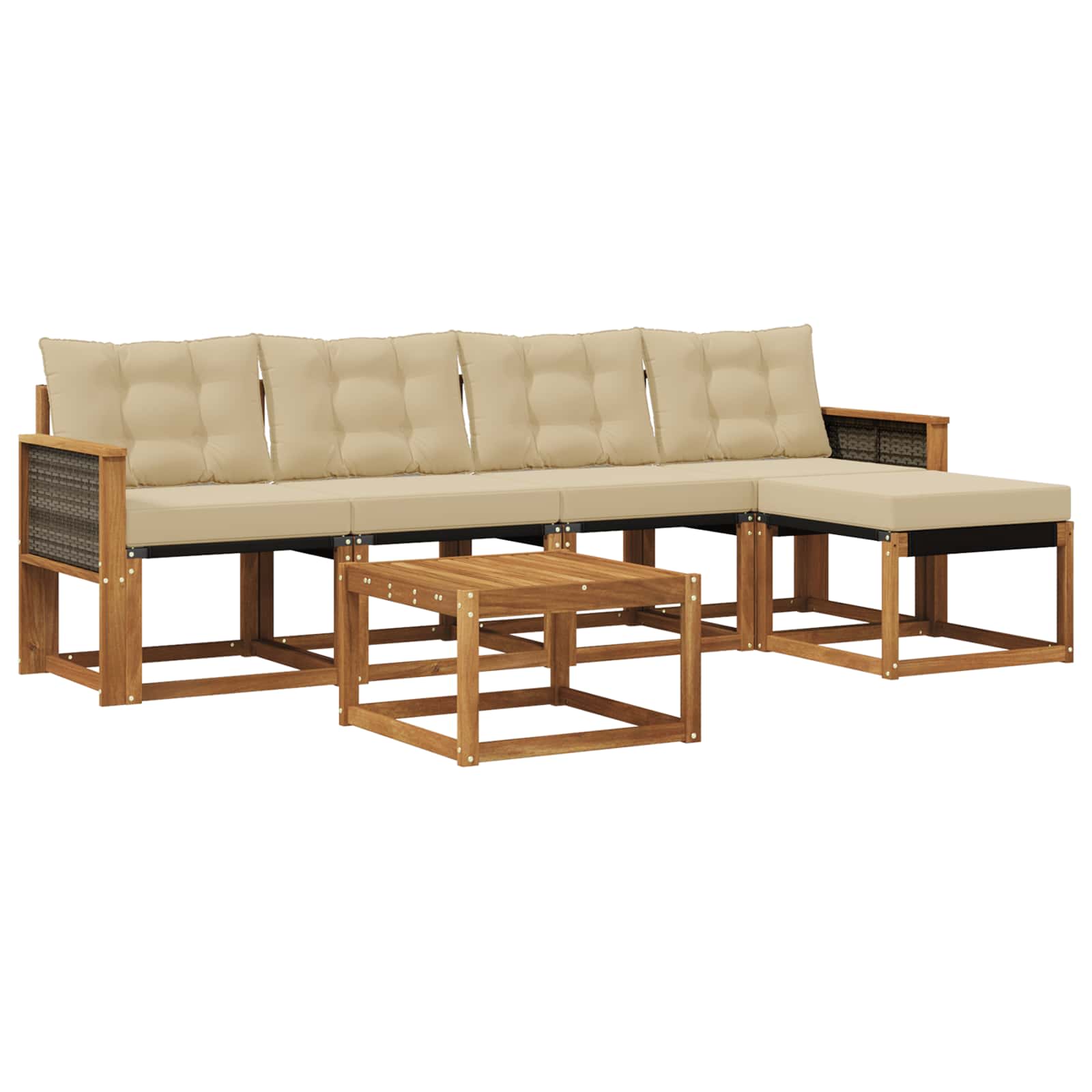 Set di divani da esterno con cuscino 6 pcs Naturale e Beige | homemem39
