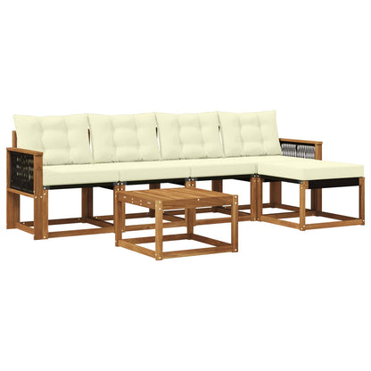 Set di divani da esterno con cuscino 6 pcs Naturale e Crema | homemem39