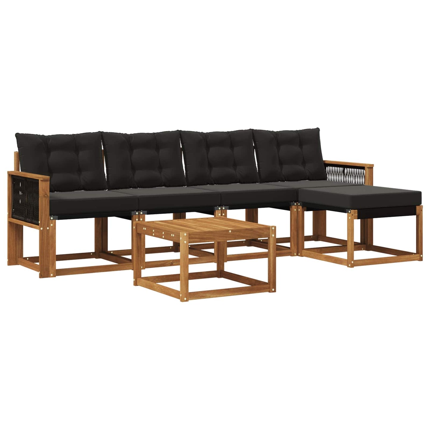 Set di divani da esterno con cuscino 6 pcs Naturale e Nero | homemem39