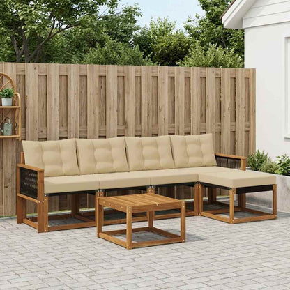 Set di divani da esterno con cuscino 6 pcs Naturale e Beige