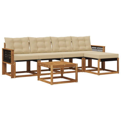Set di divani da esterno con cuscino 6 pcs Naturale e Beige | homemem39