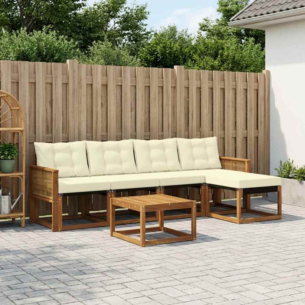Set di divani da esterno con cuscino 6 pcs Naturale e Crema | homemem39