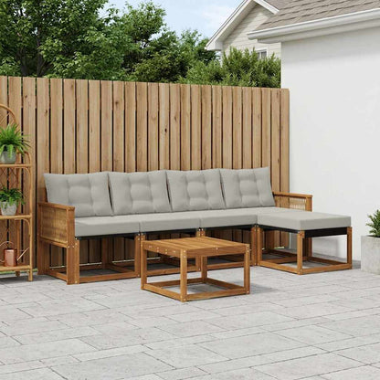 Set di divani da esterno 6 pcs Naturale e Grigio Chiaro