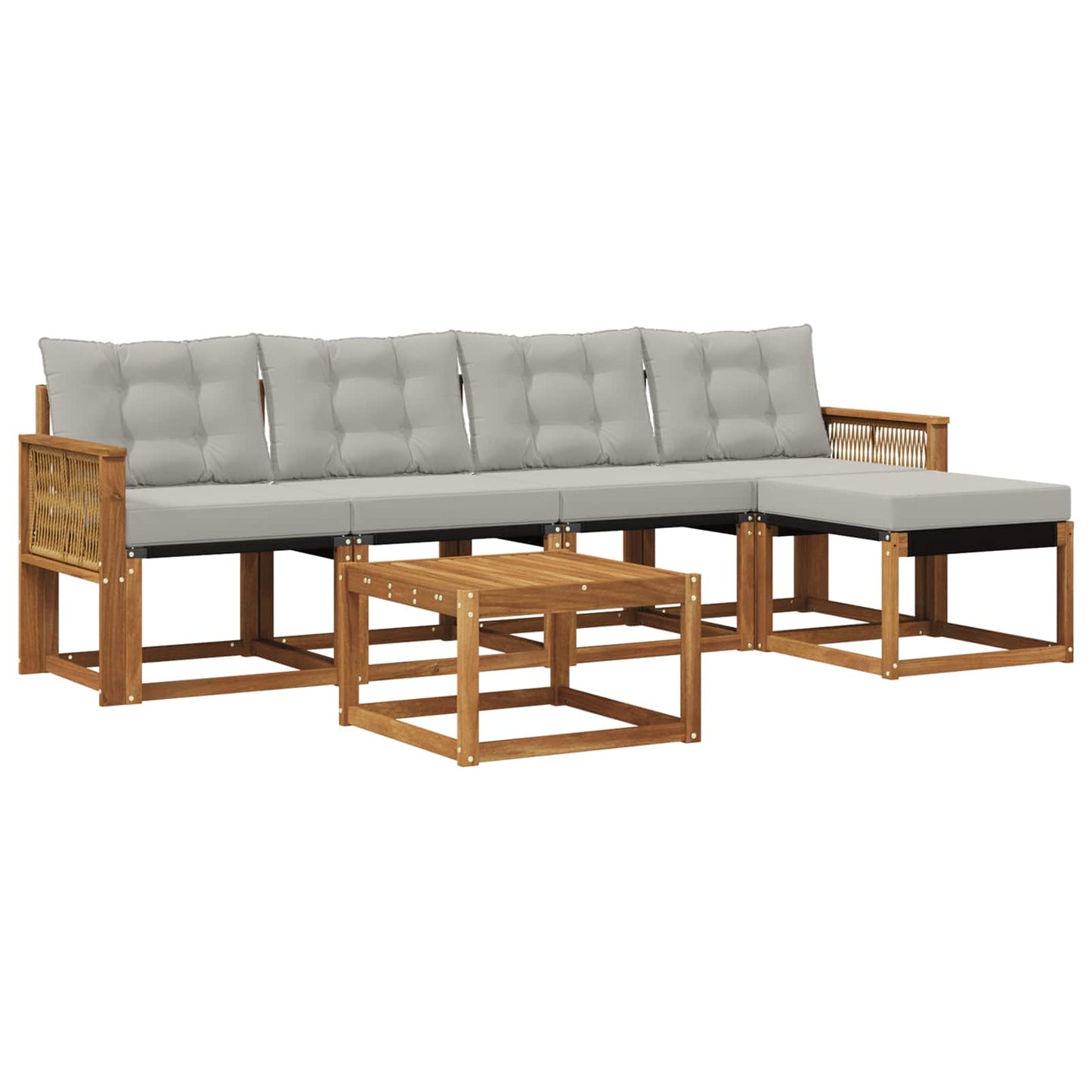 Set di divani da esterno 6 pcs Naturale e Grigio Chiaro | homemem39