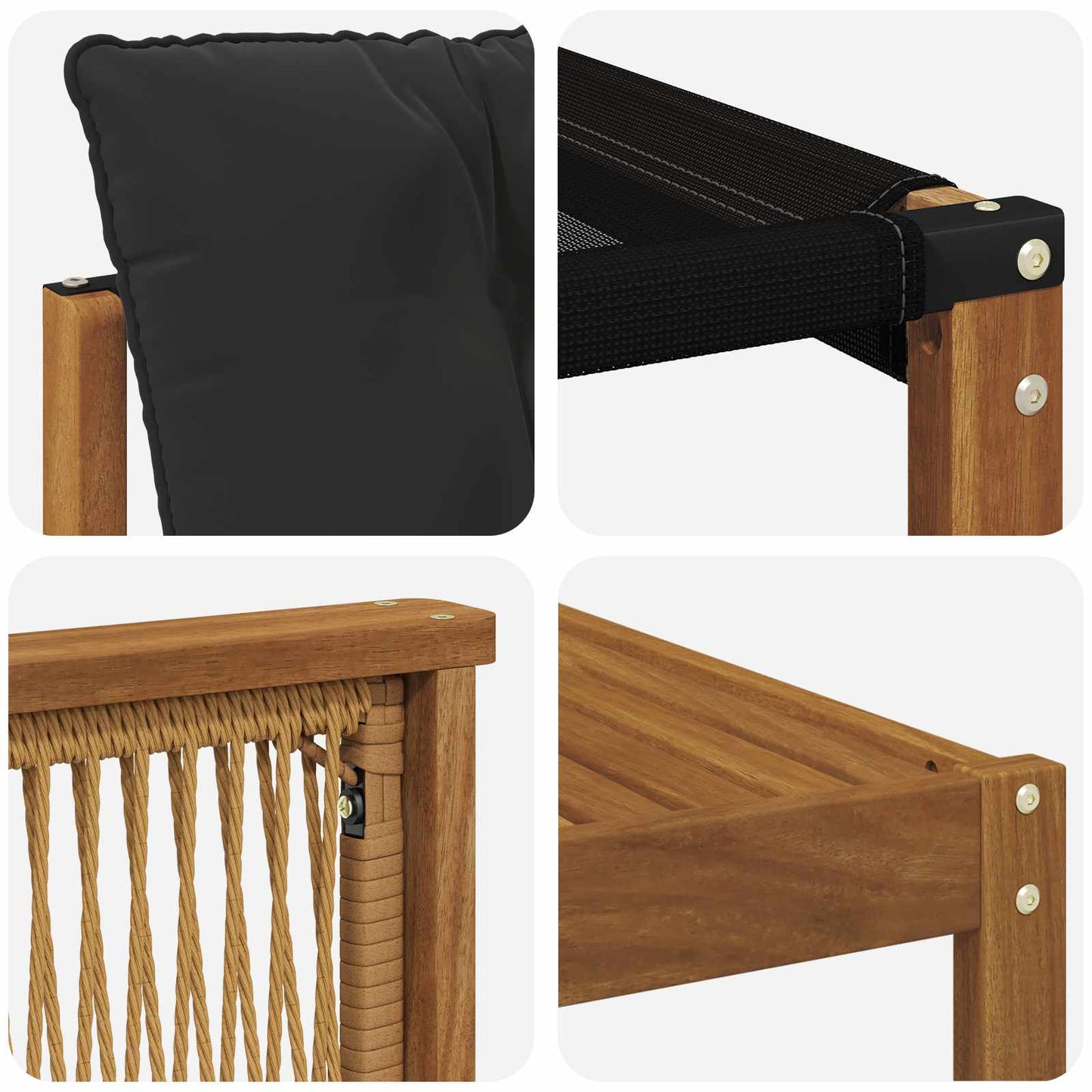 Set di divani da esterno con cuscino 6 pcs Naturale e Nero | homemem39