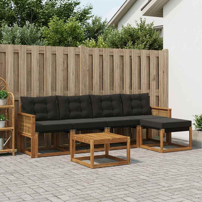 Set di divani da esterno con cuscino 6 pcs Naturale e Nero | homemem39