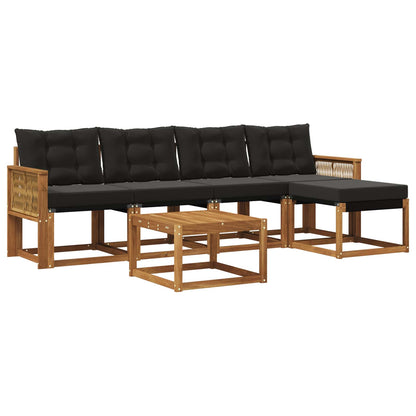 Set di divani da esterno con cuscino 6 pcs Naturale e Nero | homemem39