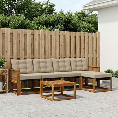 Set di divani da esterno con cuscino 6 pcs Naturale e Beige | homemem39