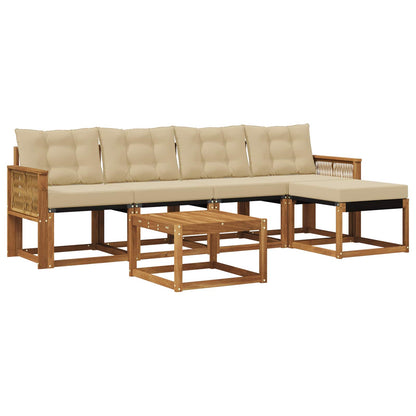 Set di divani da esterno con cuscino 6 pcs Naturale e Beige | homemem39