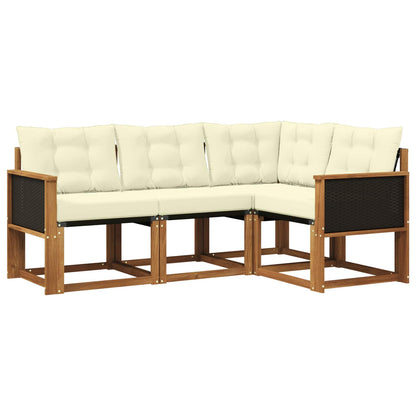 Set di divani da esterno con cuscino 4 pcs Naturale e Crema