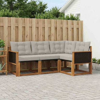 Set di divani da esterno 4 pcs Naturale e Grigio Chiaro | homemem39