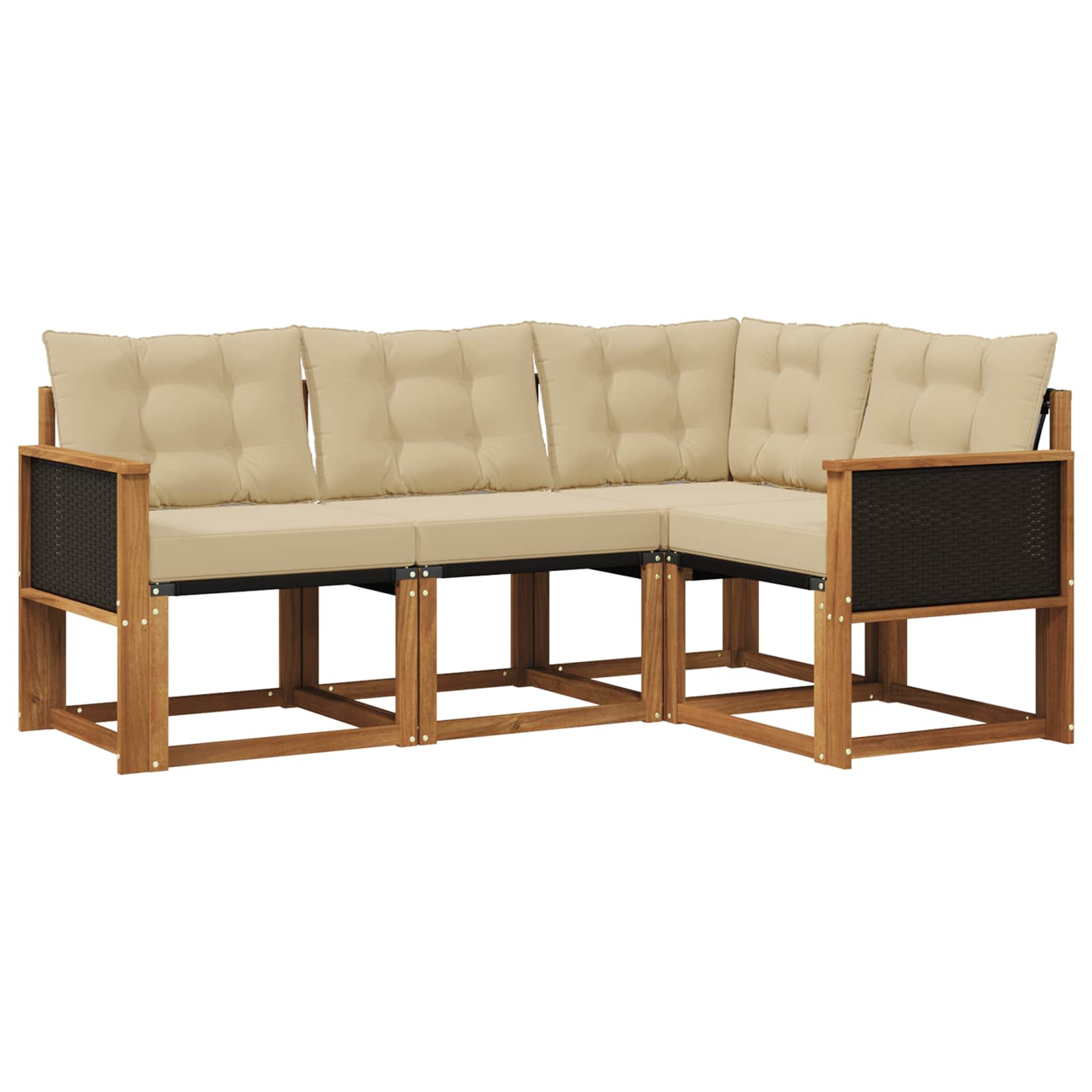 Set di divani da esterno con cuscino 4 pcs Naturale e Beige | homemem39