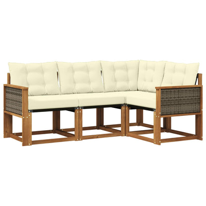 Set di divani da esterno con cuscino 4 pcs Naturale e Crema