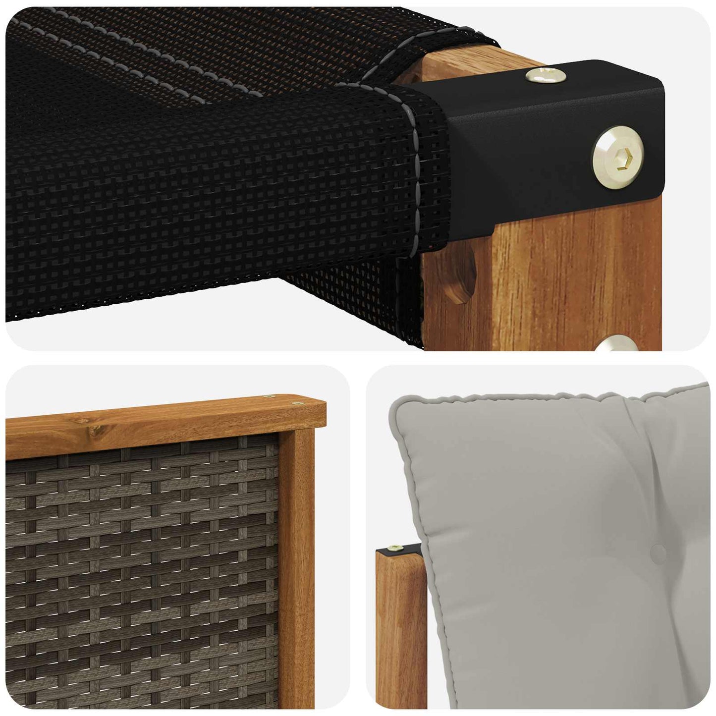 Set di divani da esterno 4 pcs Naturale e Grigio Chiaro | homemem39