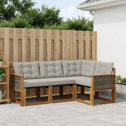 Set di divani da esterno 4 pcs Naturale e Grigio Chiaro