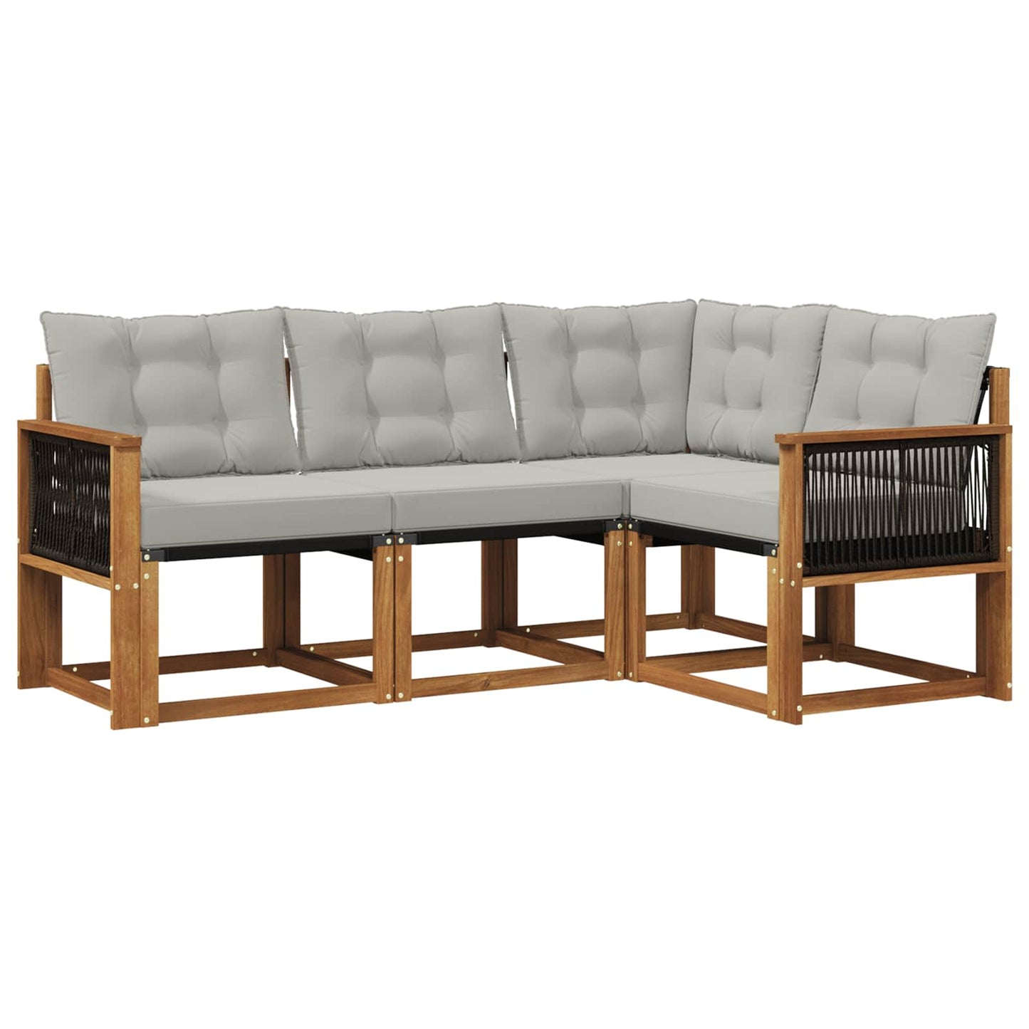 Set di divani da esterno 4 pcs Naturale e Grigio Chiaro