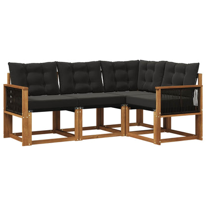 Set di divani da esterno con cuscino 4 pcs Naturale e Nero | homemem39