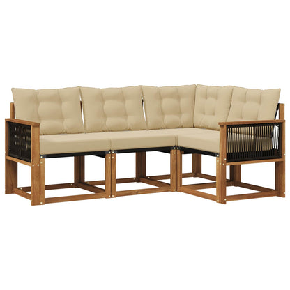 Set di divani da esterno con cuscino 4 pcs Naturale e Beige | homemem39