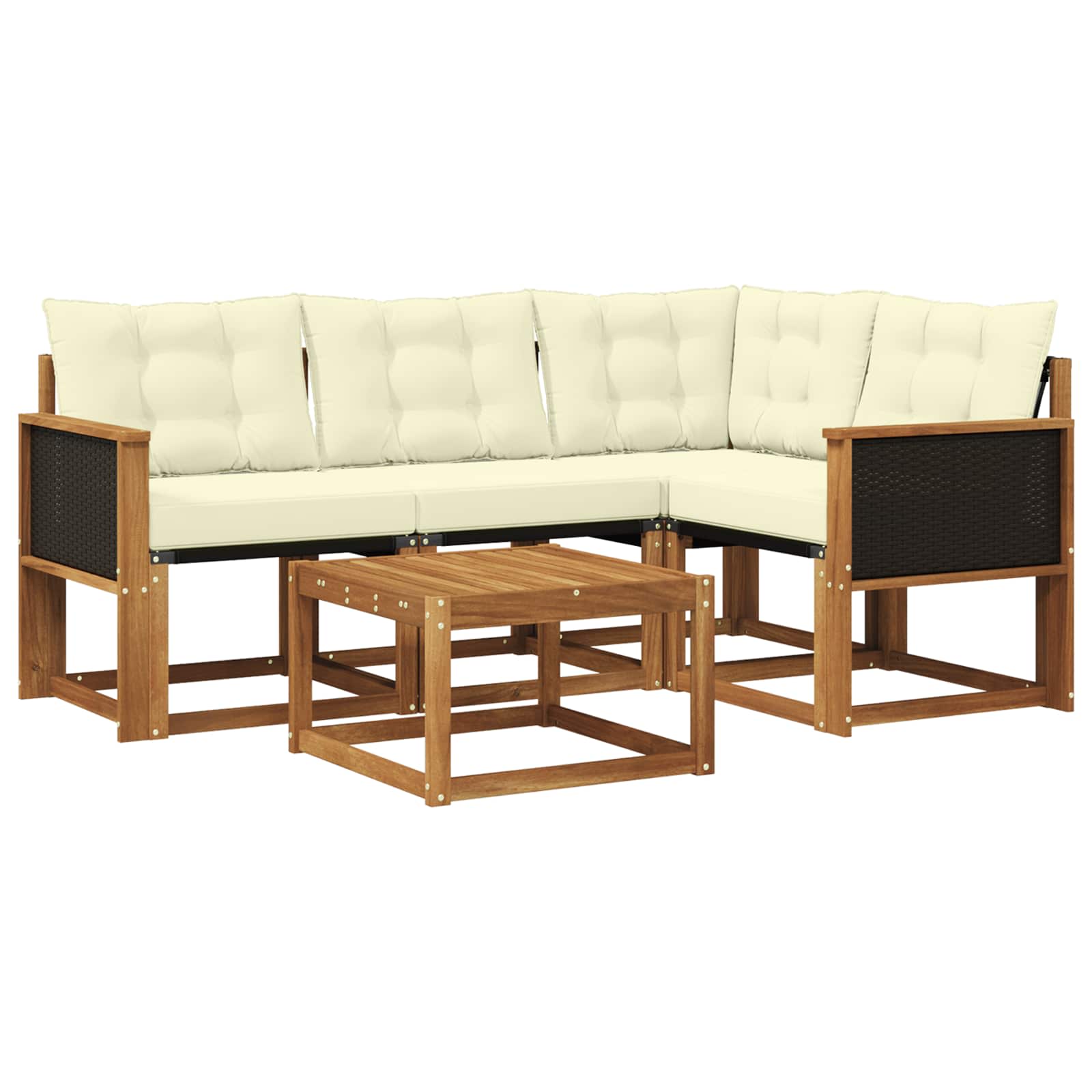 Set di divani da esterno con cuscino 5 pcs Naturale e Crema | homemem39
