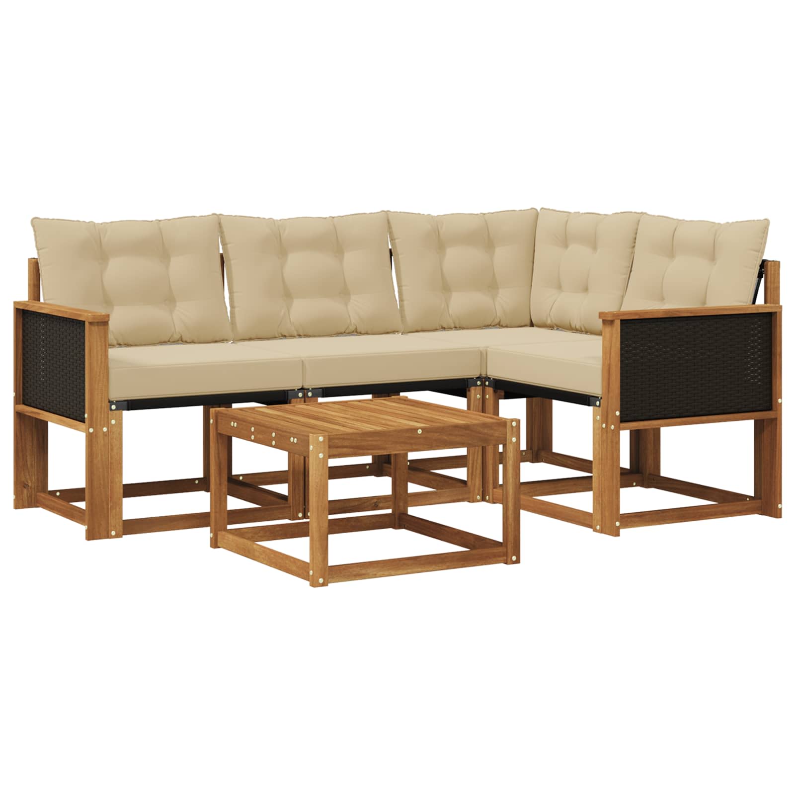 Set di divani da esterno con cuscino 5 pcs Naturale e Beige | homemem39