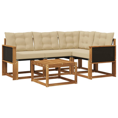 Set di divani da esterno con cuscino 5 pcs Naturale e Beige | homemem39