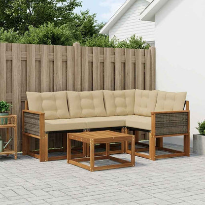 Set di divani da esterno con cuscino 5 pcs Naturale e Beige | homemem39