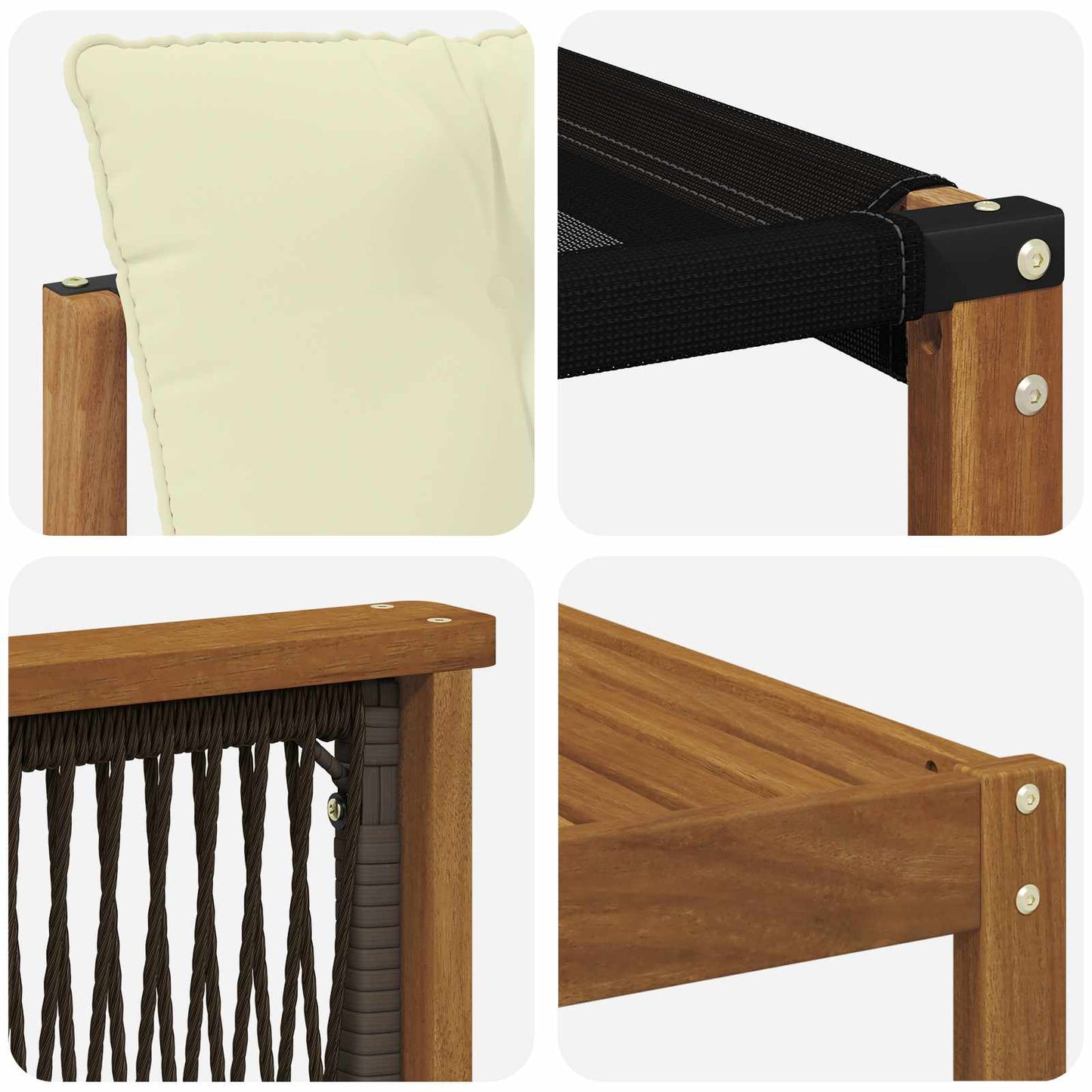 Set di divani da esterno con cuscino 5 pcs Naturale e Crema
