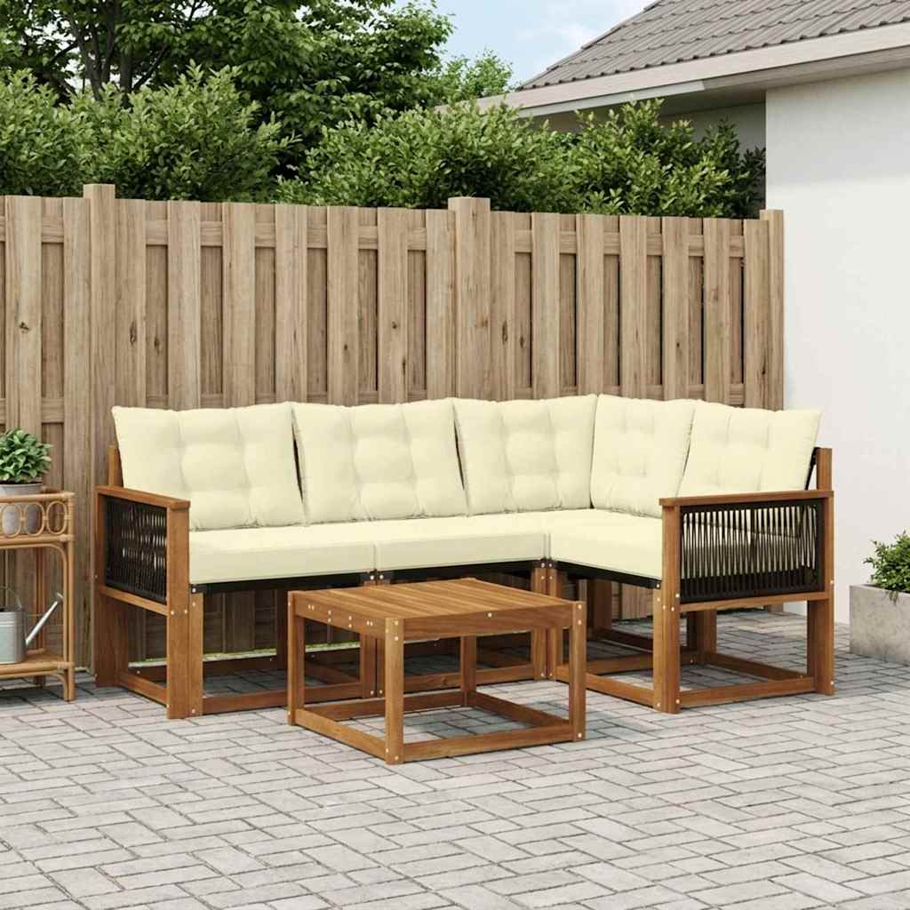 Set di divani da esterno con cuscino 5 pcs Naturale e Crema