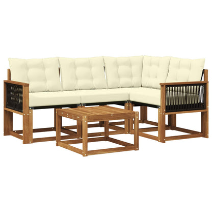 Set di divani da esterno con cuscino 5 pcs Naturale e Crema