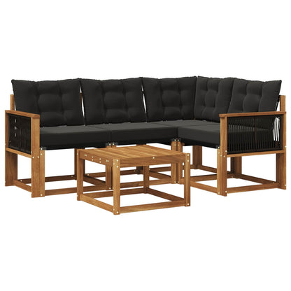 Set di divani da esterno con cuscino 5 pcs Naturale e Nero | homemem39