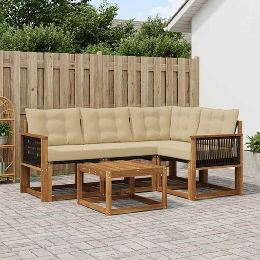 Set di divani da esterno con cuscino 5 pcs Naturale e Beige | homemem39