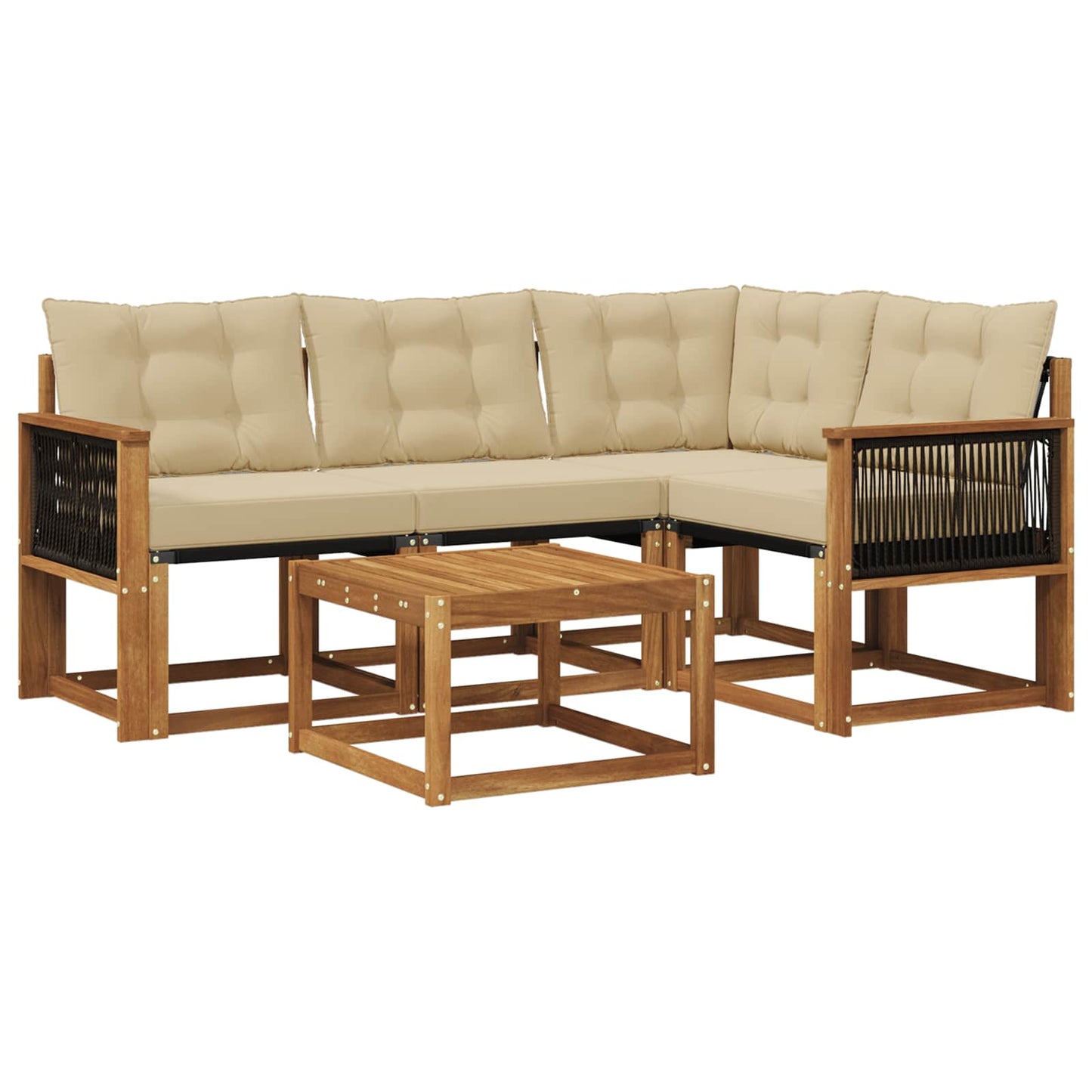 Set di divani da esterno con cuscino 5 pcs Naturale e Beige | homemem39