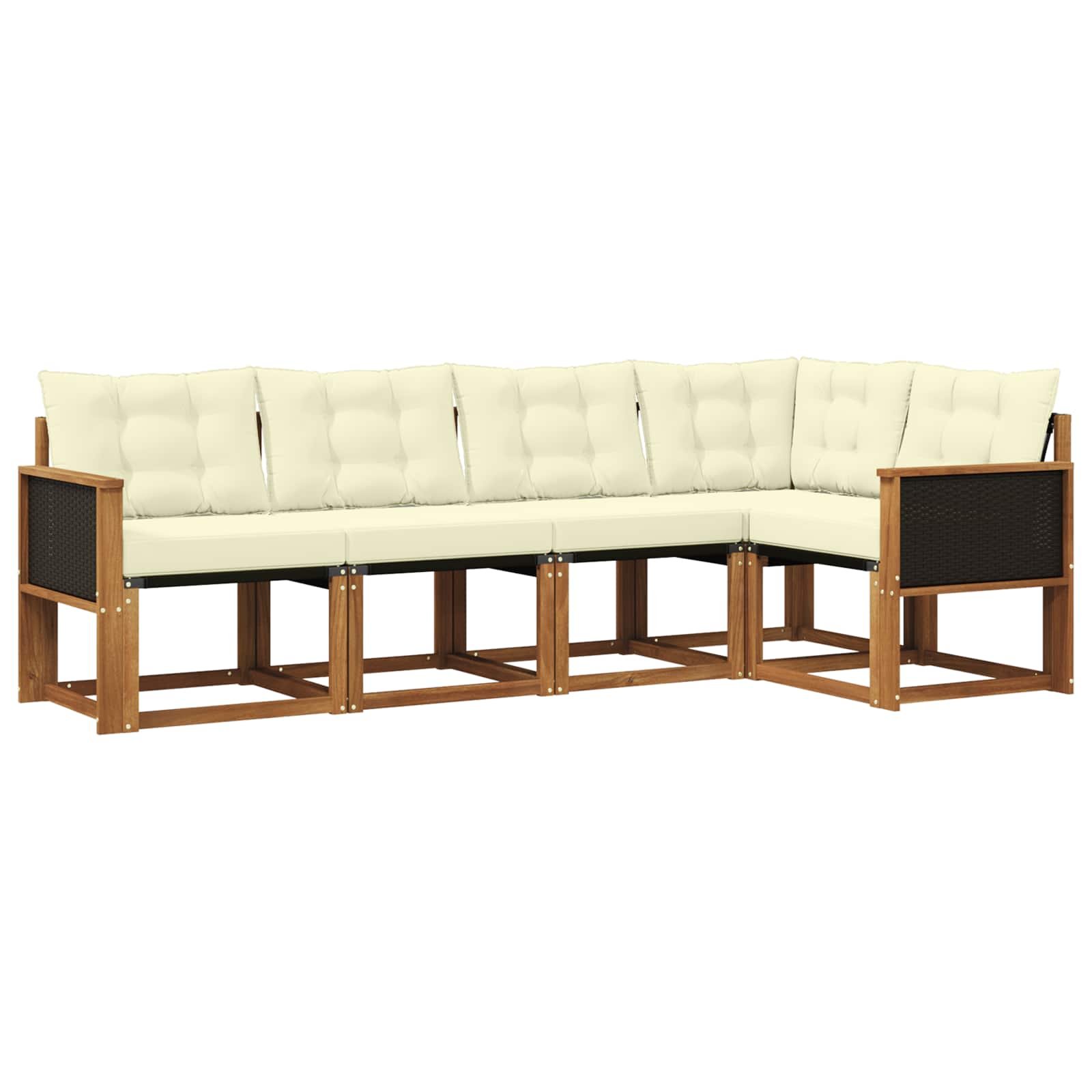 Set di divani da esterno con cuscino 5 pcs Naturale e Crema | homemem39