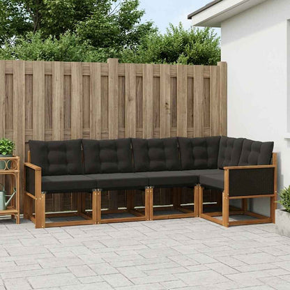 Set di divani da esterno con cuscino 5 pcs Naturale e Nero | homemem39