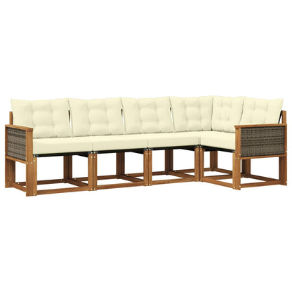 Set di divani da esterno con cuscino 5 pcs Naturale e Crema
