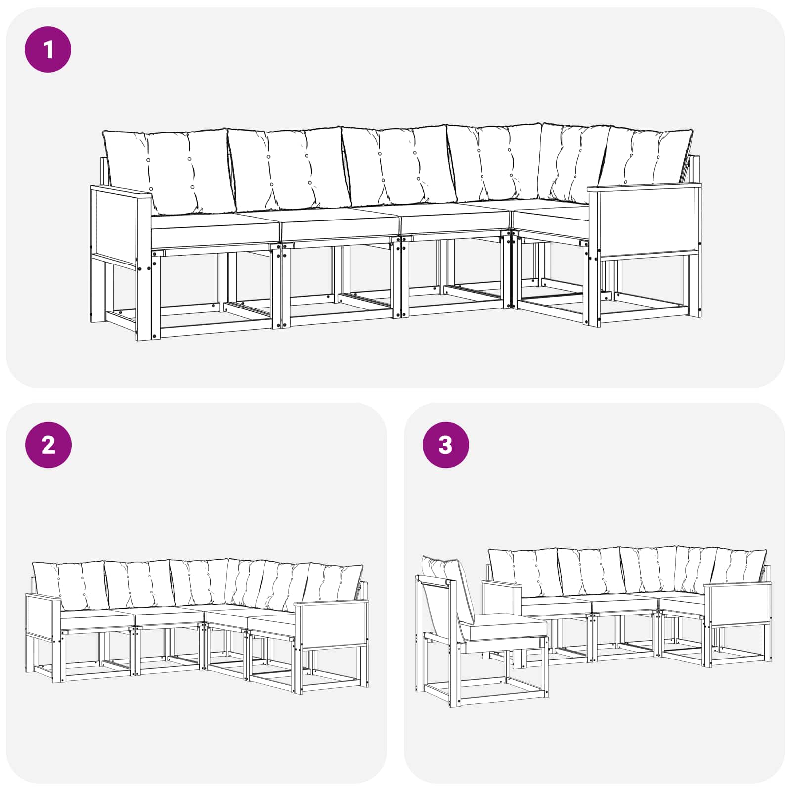 Set di divani da esterno 5 pcs Naturale e Grigio Chiaro | homemem39