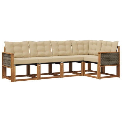 Set di divani da esterno con cuscino 5 pcs Naturale e Beige | homemem39